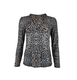 Black Colour Bluse -¾ANNIE MESH BLOUSE, grey leo